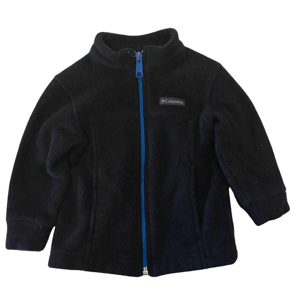 Columbia Black Fleece Jacket with Vibrant Blue Zipper